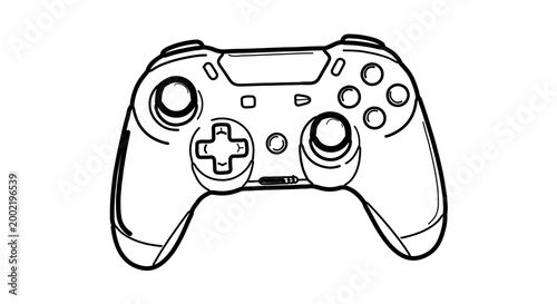 Video game controller line art drawing