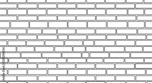 Seamless brick wall pattern in outline sketch style