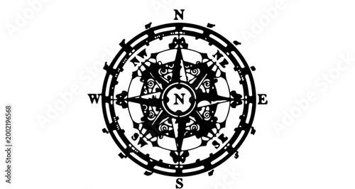 Vintage compass rose design element