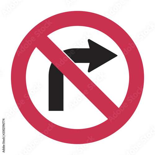 Photos No right turn sign road traffic symbol showing restricted direction of travel, p