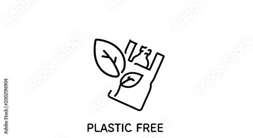 Plastic free icon, eco friendly packaging symbol, sustainable lifestyle vector illustration