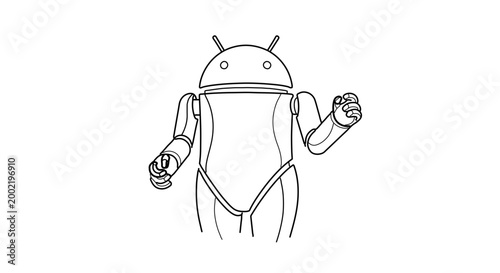 Line art illustration of the android robot mascot character