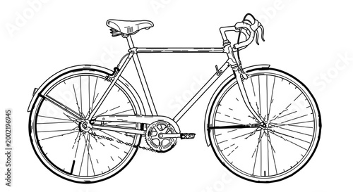 Cuadro en lienzo Line art illustration of a vintage road bicycle