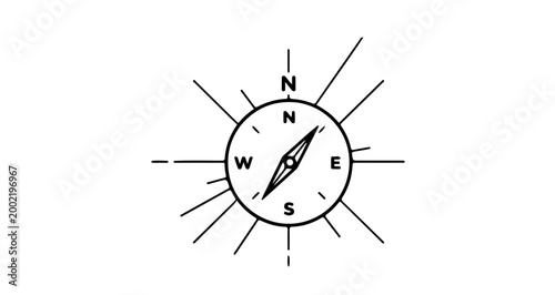 Stylized compass rose with n, e, s, w directions