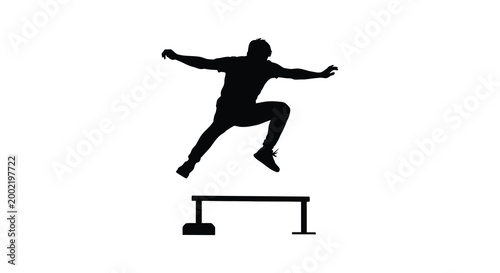 athlete jumping over hurdle silhouette high quality professional detailed modern elegant stylish clean crisp vibrant colorful digital creative innovative contemporary premium
