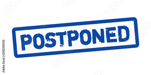 Postponed Stamp Blue Grunge Style – Delayed Notice Badge, Rescheduled Event Label, Business Alert Rubber Seal