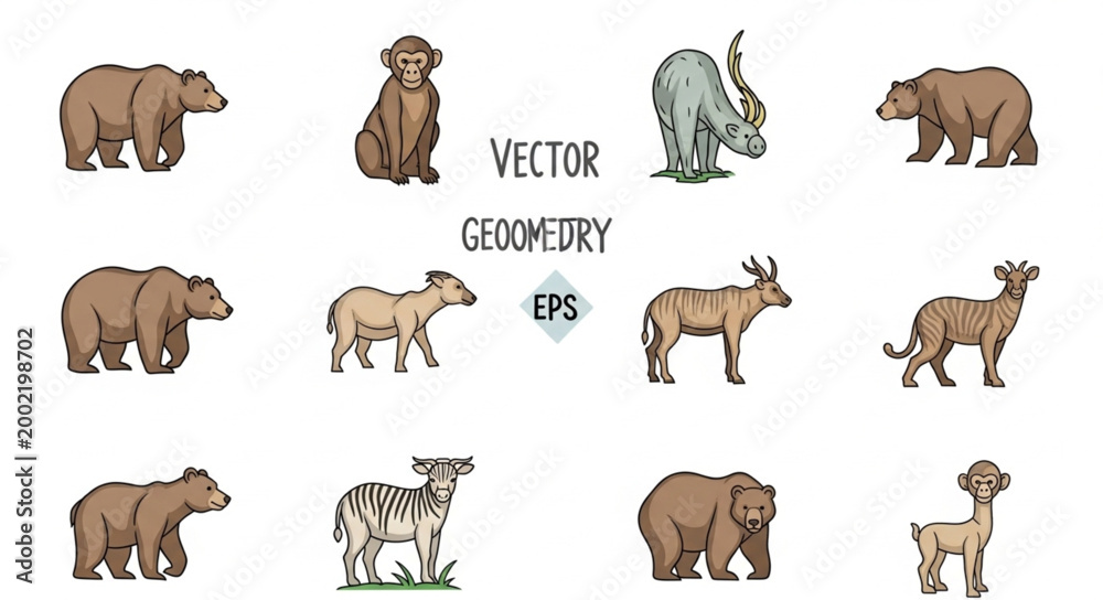 Fototapeta premium Collection of Diverse Animal Illustrations in Vector Format.