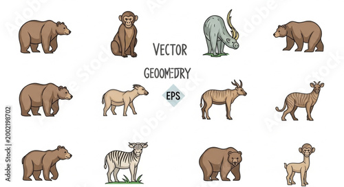 Photos Collection of Diverse Animal Illustrations in Vector Format.