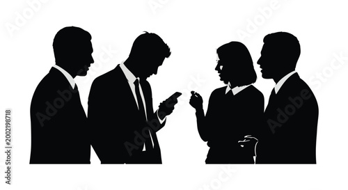 group of people in business attire interacting silhouette high quality professional detailed modern elegant stylish clean crisp vibrant colorful digital creative