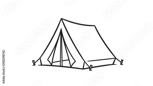 Simple Tent Setup Isolated on White For Travel And Adventure Concepts