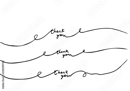 Three pack of Handcrafted “Thank you” Lettering Bold Organic Line Art in Black Ink