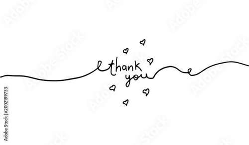 Handcrafted “Thank you” Lettering Bold Organic Line Art in Black Ink