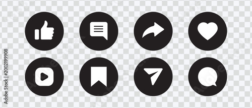Black and White Social Media Icons Set