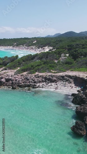 Aerial View Pristine Cala Molto Cala Agulla Beaches Mallorca Spain