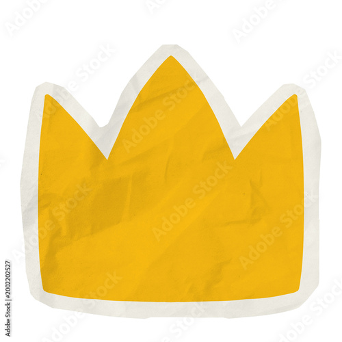 Foto Yellow crown shape with paper texture and bold white outline