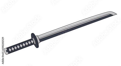 фотографія simplified katana sword illustration on white background