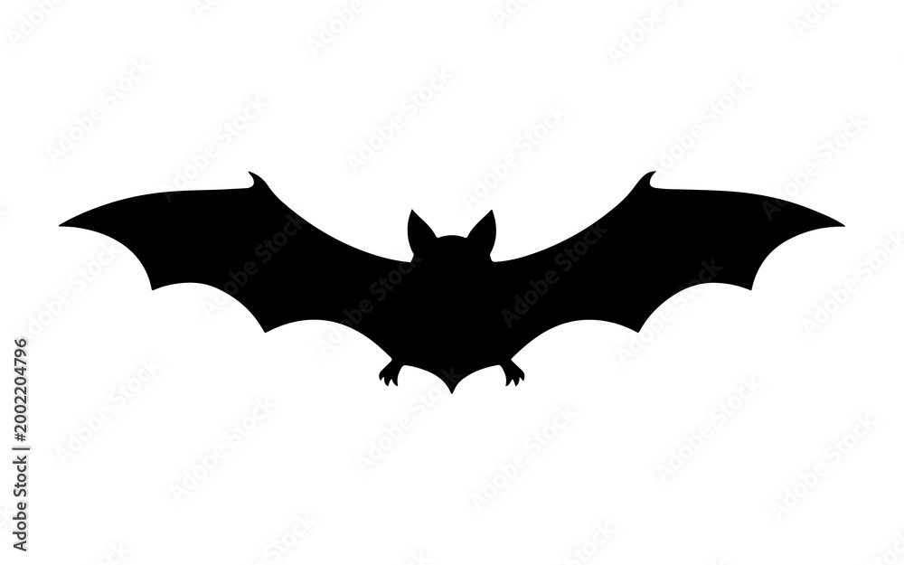 Fototapeta premium Silhouette of a flying bat with wide wingspan for Halloween and spooky decor