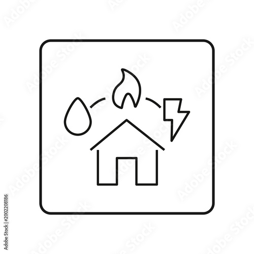 Concept of home utility services including water gas and electricity represented by icons