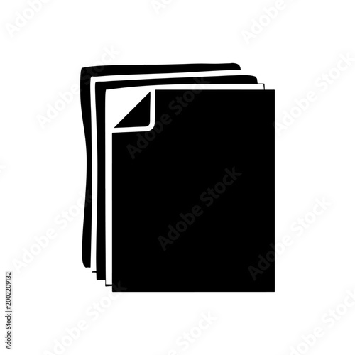 Fotografi A stack of three rectangular papers with a corner flipped up presented as a dark
