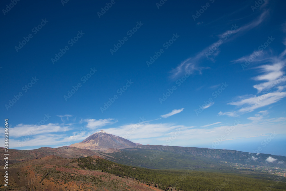 Obraz premium Wide panorama of Teide volcano and forest Tenerife