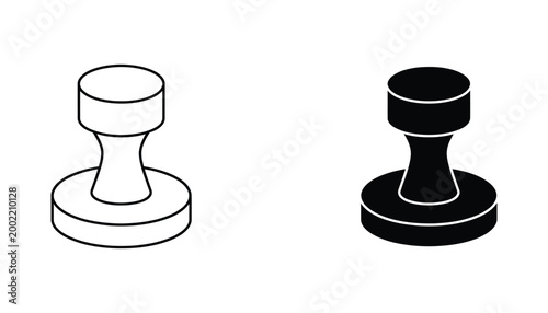 Foto Rubber stamp icon set featuring line art and solid black silhouette styles for o
