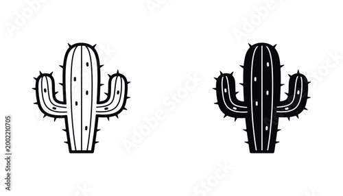 Cute cartoon cactus icon for desert and nature design projects