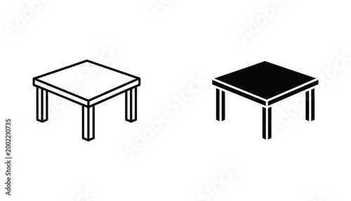 Foto Square wooden table perspective view vector icon in outline and solid black styl