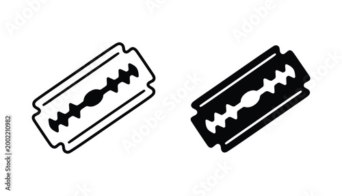 Cuadro en lienzo Vintage razor blade icon set for grooming and hygiene in outline and solid black