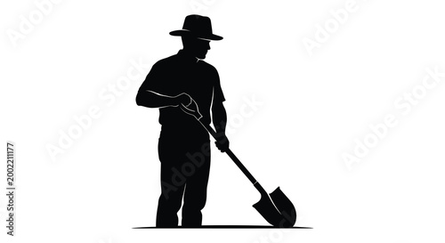 farmer holding shovel silhouette high quality professional detailed modern elegant stylish clean crisp vibrant colorful digital creative innovative contemporary premium stunning