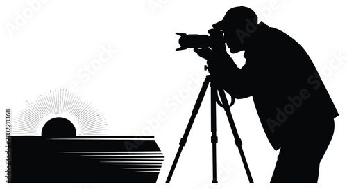 photographer capturing sunset silhouette high quality professional detailed modern elegant stylish clean crisp vibrant colorful digital creative innovative contemporary premium stunning