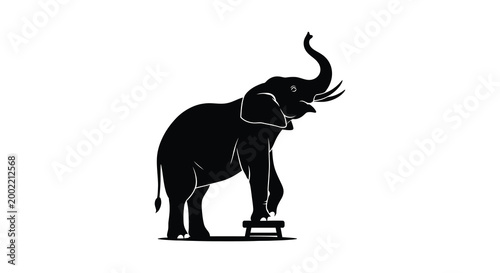 elephant standing on stool silhouette high quality professional detailed modern elegant stylish clean crisp vibrant colorful digital creative innovative contemporary premium
