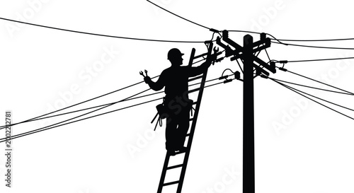 electrician working on power lines silhouette high quality professional detailed modern elegant stylish clean crisp vibrant colorful digital creative innovative contemporary
