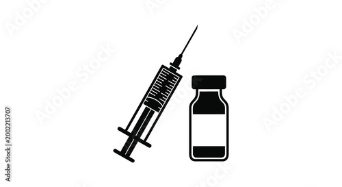 syringe and vial silhouette on white background high quality professional detailed modern elegant stylish clean crisp vibrant colorful digital creative innovative