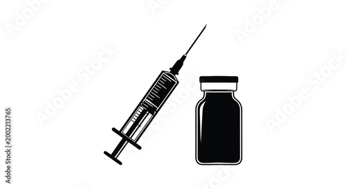 syringe and vial silhouette on white background high quality professional detailed modern elegant stylish clean crisp vibrant colorful digital creative innovative