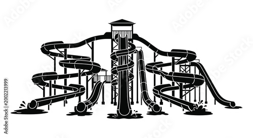 water park slides silhouette high quality professional detailed modern elegant stylish clean crisp vibrant colorful digital creative innovative contemporary premium stunning