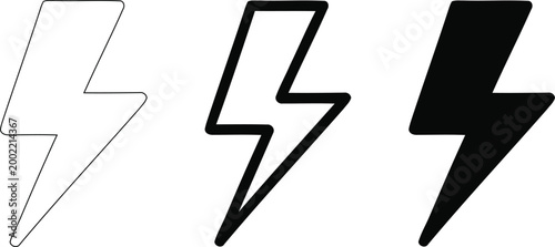 Three lightning bolt illustrations outline solid and filled variations
