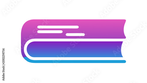 Simple closed book graphic with pink and blue gradient education knowledge literature learning information collection handbook publication document storytelling research literary academic