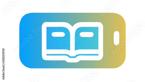 Open book icon on a smartphone screen with gradient smartphone education learning information knowledge illustration colorful gradient abstract creative communication technology