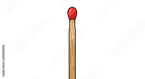 Single Red Tipped Matchstick Isolated on White Background 1.