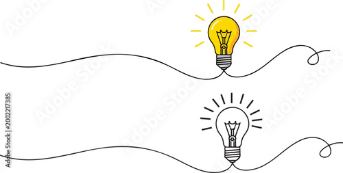 Continuous one line drawing bulb lamp vector illustration minimalism concept of idea