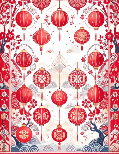 Red lanterns, Asian-inspired design