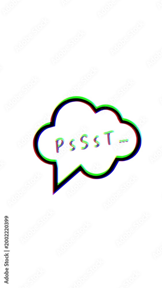 Obraz premium Psst Sound Text Animation: Attention Seeking Typography on Minimalist Background