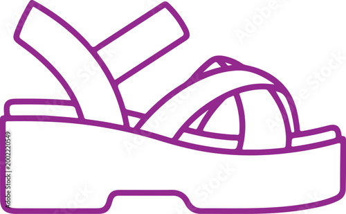 Vintage-style slide sandal with intricate strap design Vector, illustration