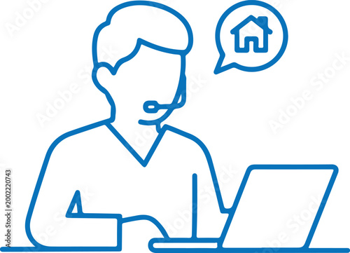 Customer service agent discussing real estate over a call Vector, illustration