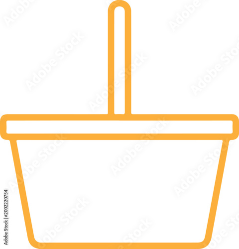 Orange outline of a bucket with handle for carrying items Vector, illustration