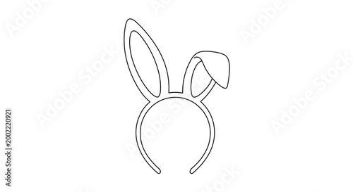 Bunny ears headband line drawing illustration