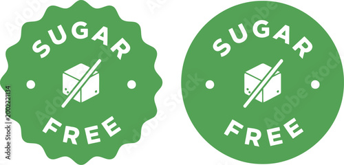 Schilderij op canvas Green sugar free label icons for healthy food packaging and product branding