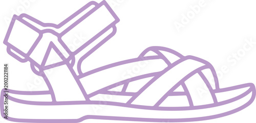 Minimalist line drawing of a sandal Vector, illustration