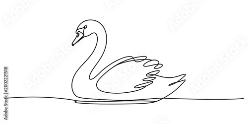 Tableau sur toile Continuous single line drawing of a beautiful swan