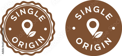 Single Origin Coffee Badge Icons in Brown for Packaging and Branding Design
